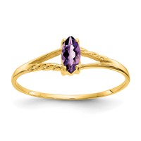 10K Yellow Gold Polished 6x 3mm Marquise Genuine February Amethyst Birthstone Ring view 1
