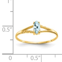 10K Yellow Gold Polished 6x 3mm Marquise Genuine March Aquamarine Birthstone Ring view 5