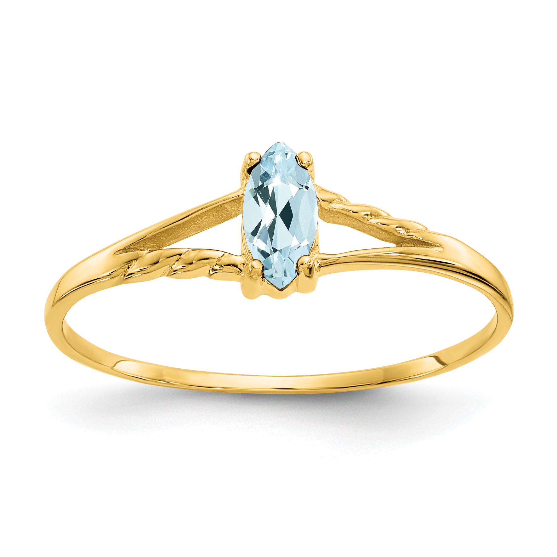 10k Polished Genuine Aquamarine Birthstone Ring (10XBR180)