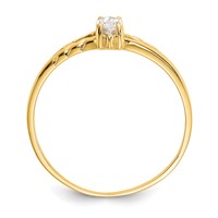 10K Yellow Gold Polished 6x 3mm Marquise Genuine April White Topaz Birthstone Ring view 2
