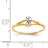 10K Yellow Gold Polished 6x 3mm Marquise Genuine April White Topaz Birthstone Ring view 5
