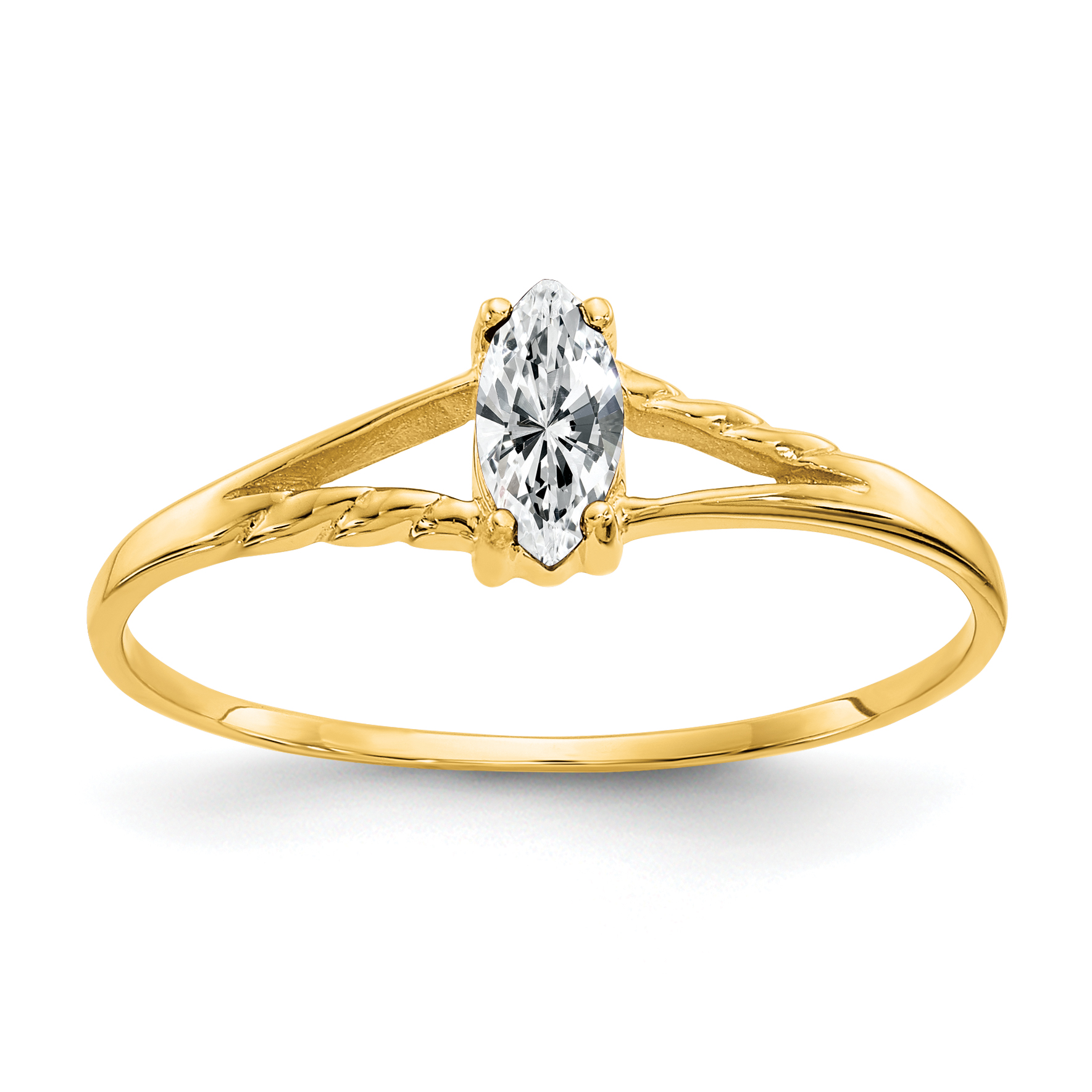10k Polished Genuine White Topaz Birthstone Ring (10XBR181)