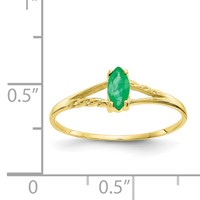 10K Yellow Gold Polished 6x 3mm Marquise Genuine May Emerald Birthstone Ring view 5