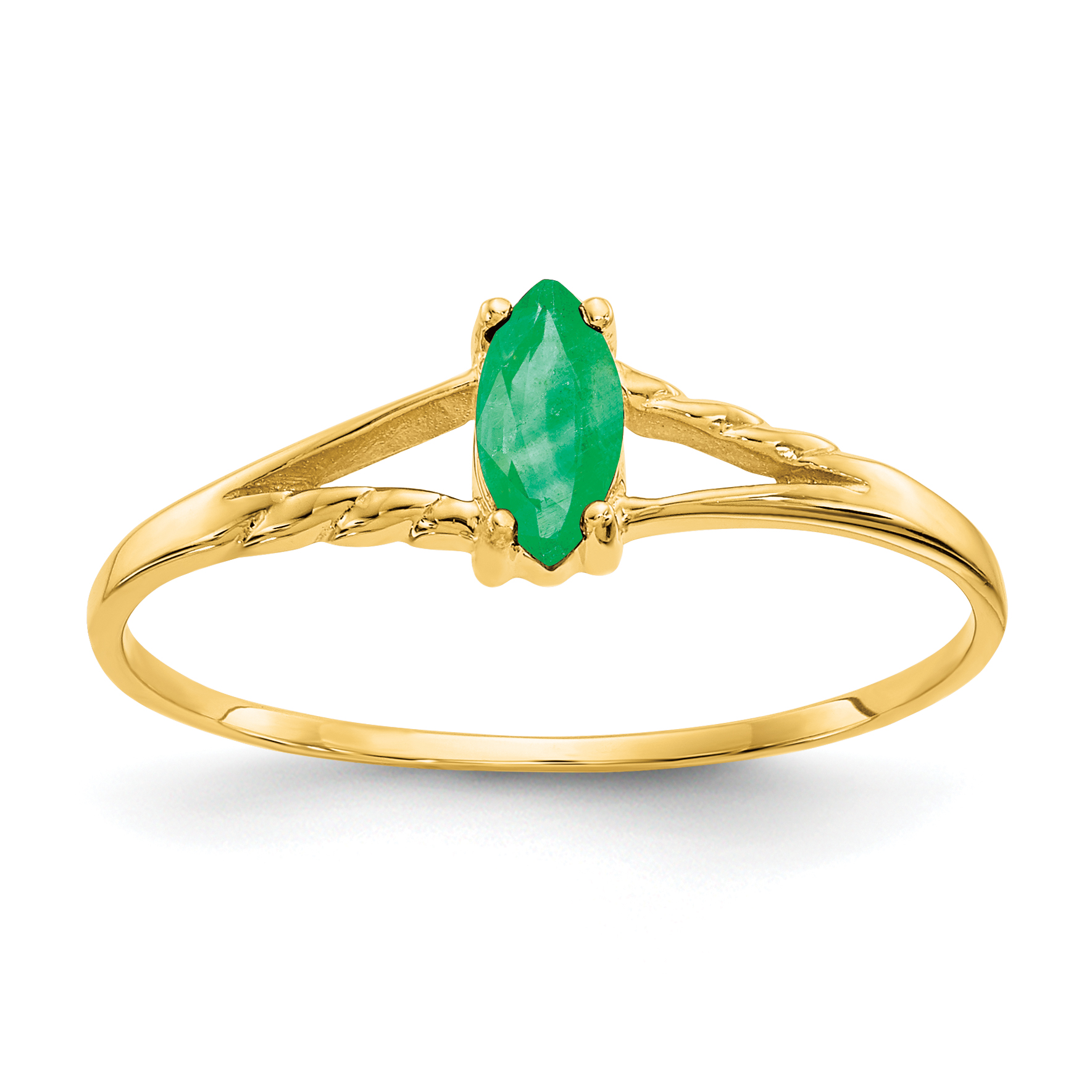 10k Polished Genuine Emerald Birthstone Ring (10XBR182)
