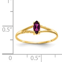 10K Yellow Gold Polished 6x 3mm Marquise Genuine June Rhodolite Garnet Birthstone Ring view 5