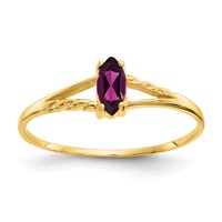 10K Yellow Gold Polished 6x 3mm Marquise Genuine June Rhodolite Garnet Birthstone Ring view 1