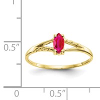 10K Yellow Gold Polished 6x 3mm Marquise Genuine July Ruby Birthstone Ring view 5