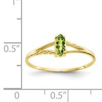 10K Yellow Gold Polished 6x 3mm Marquise Genuine August Peridot Birthstone Ring view 5