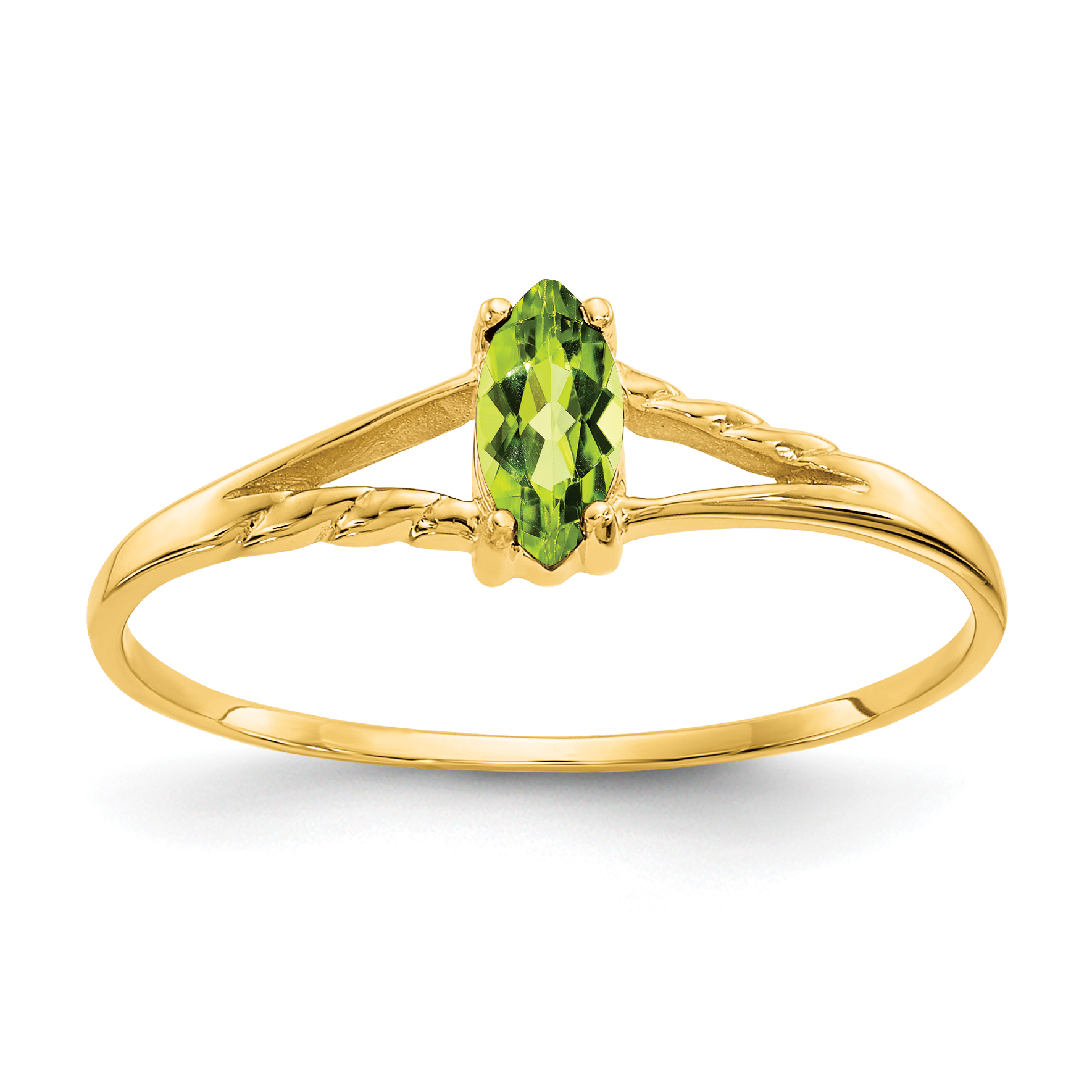 10k Polished Genuine Peridot Birthstone Ring (10XBR185)