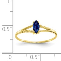 10K Yellow Gold Polished 6x 3mm Marquise Genuine September Sapphire Birthstone Ring view 5