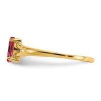 10K Yellow Gold Polished 6x 3mm Marquise Genuine October Pink Tourmaline Birthstone Ring view 3