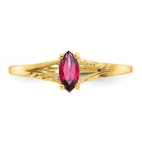 10K Yellow Gold Polished 6x 3mm Marquise Genuine October Pink Tourmaline Birthstone Ring view 4