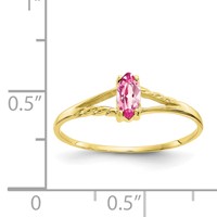 10K Yellow Gold Polished 6x 3mm Marquise Genuine October Pink Tourmaline Birthstone Ring view 5