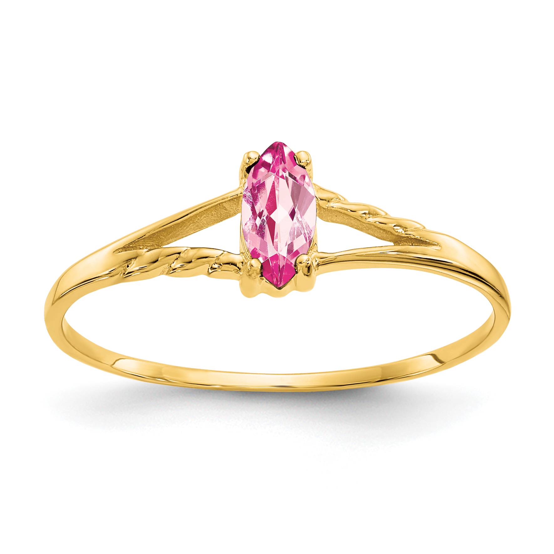 10k Polished Genuine Pink Tourmaline Birthstone Ring (10XBR187)