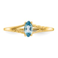 10K Yellow Gold Polished 6x 3mm Marquise Genuine December Blue Topaz Birthstone Ring view 4