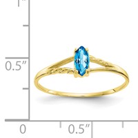 10K Yellow Gold Polished 6x 3mm Marquise Genuine December Blue Topaz Birthstone Ring view 5
