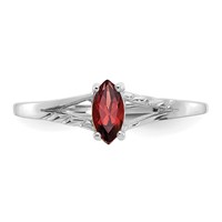10K White Gold Polished 6x 3mm Marquise Genuine January Garnet Birthstone Ring view 4