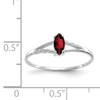 10K White Gold Polished 6x 3mm Marquise Genuine January Garnet Birthstone Ring view 5