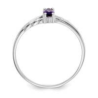 10K White Gold Polished 6x 3mm Marquise Genuine February Amethyst Birthstone Ring view 2