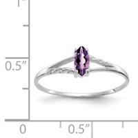 10K White Gold Polished 6x 3mm Marquise Genuine February Amethyst Birthstone Ring view 5