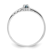 10K White Gold Polished 6x 3mm Marquise Genuine March Aquamarine Birthstone Ring view 2