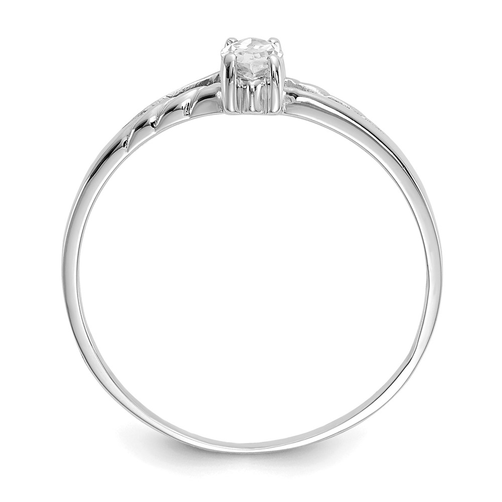 10k White Gold Polished Genuine White Topaz Birthstone Ring (10XBR193)