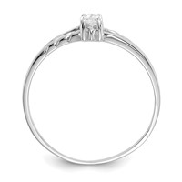 10K White Gold Polished 6x 3mm Marquise Genuine April White Topaz Birthstone Ring view 2