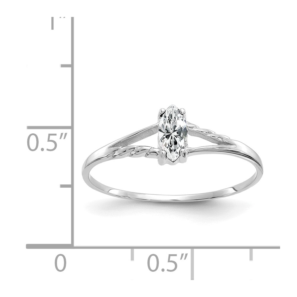 10k White Gold Polished Genuine White Topaz Birthstone Ring (10XBR193)