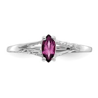10K White Gold Polished 6x 3mm Marquise Genuine June Rhodolite Garnet Birthstone Ring view 4