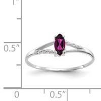 10K White Gold Polished 6x 3mm Marquise Genuine June Rhodolite Garnet Birthstone Ring view 5