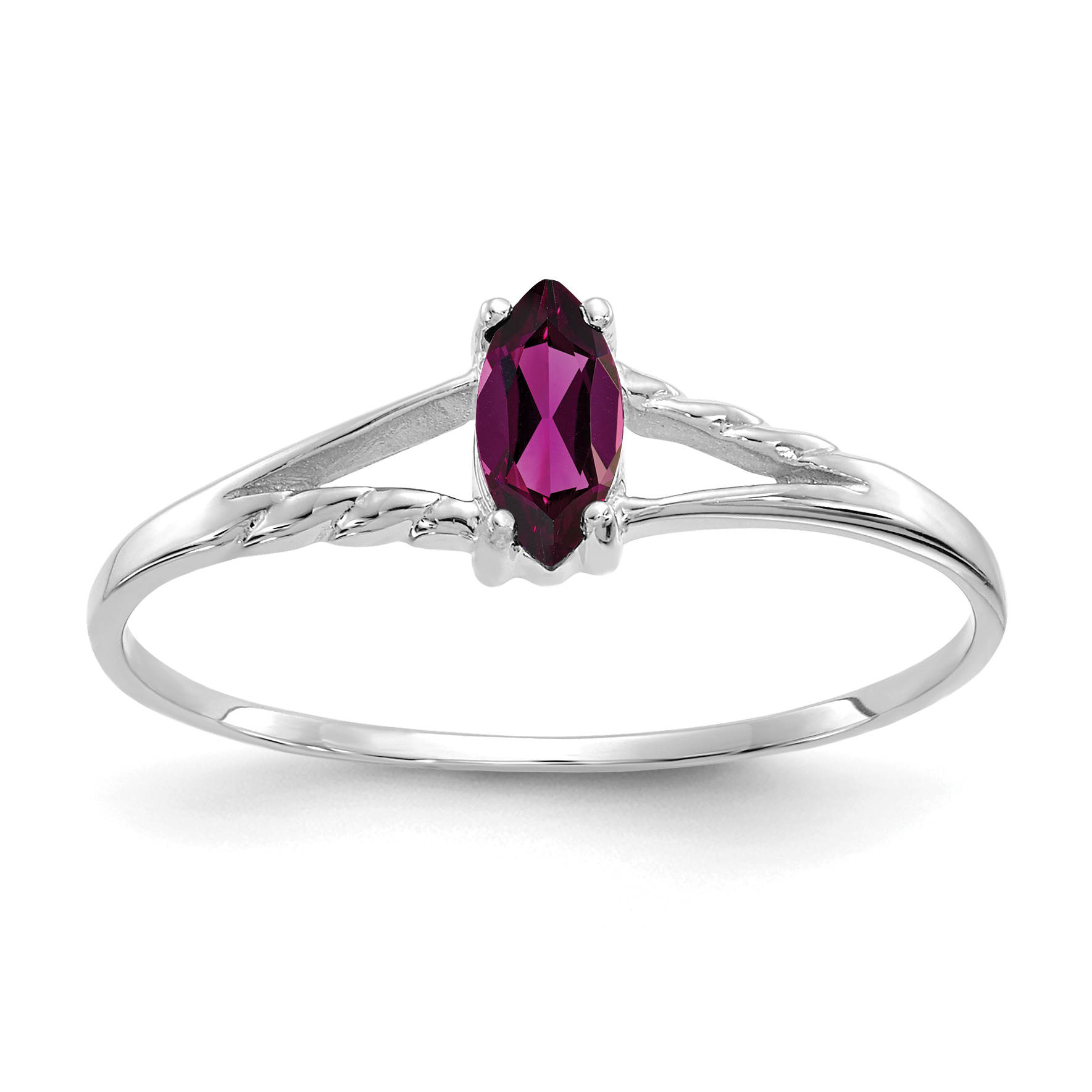 10k White Gold Polished Genuine Rhodolite Garnet Birthstone Ring (10XBR195)