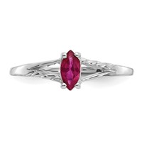 10K White Gold Polished 6x3mm Marquise Genuine July Ruby Birthstone Size 7 Ring view 4