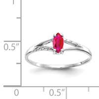 10K White Gold Polished 6x3mm Marquise Genuine July Ruby Birthstone Size 7 Ring view 5