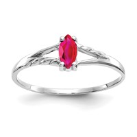 10K White Gold Polished 6x3mm Marquise Genuine July Ruby Birthstone Size 7 Ring view 1