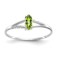 10K White Gold Polished 6x3mm Marquise Genuine August Peridot Birthstone Ring - Size 7 view 1