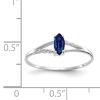 10K White Gold Polished 6x 3mm Marquise Genuine September Sapphire Birthstone Ring view 5