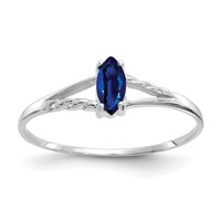 10K White Gold Polished 6x 3mm Marquise Genuine September Sapphire Birthstone Ring view 1