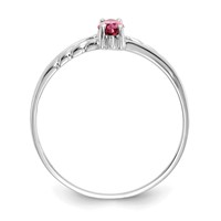 10K White Gold Polished 6x 3mm Marquise Genuine October Pink Tourmaline Birthstone Ring view 2