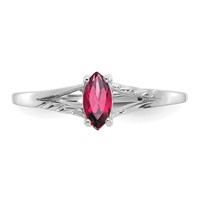 10K White Gold Polished 6x 3mm Marquise Genuine October Pink Tourmaline Birthstone Ring view 4