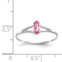 10K White Gold Polished 6x 3mm Marquise Genuine October Pink Tourmaline Birthstone Ring view 5