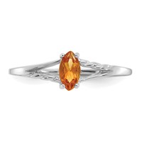 10K White Gold Polished 6x 3mm Marquise Genuine November Citrine Birthstone Ring view 4