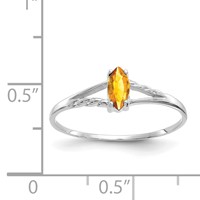 10K White Gold Polished 6x 3mm Marquise Genuine November Citrine Birthstone Ring view 5