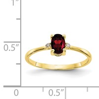 10K Yellow Gold Polished 6x 4mm Oval Genuine January Garnet and Diamond Birthstone Ring view 5