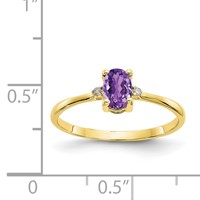 10K Yellow Gold Polished 6x 4mm Oval Genuine February Amethyst and Diamond Birthstone Ring view 5