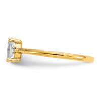 10K Yellow Gold Polished 6x 4mm Oval Genuine April White Topaz and Diamond Birthstone Ring view 3