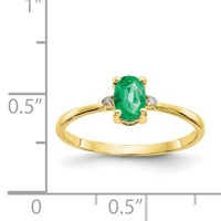 10K Yellow Gold Polished 6x 4mm Oval Genuine May Emerald and Diamond Birthstone Ring view 5