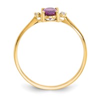 10K Yellow Gold Polished 6x 4mm Oval Genuine June Rhodolite Garnet and Diamond Birthstone Ring view 2