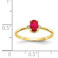 10K Yellow Gold Polished 6x 4mm Oval Genuine July Ruby and Diamond Birthstone Ring view 5