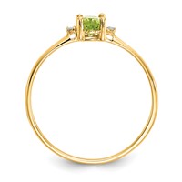 10K Yellow Gold Polished 6x 4mm Oval Genuine August Peridot and Diamond Birthstone Ring view 2