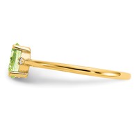 10K Yellow Gold Polished 6x 4mm Oval Genuine August Peridot and Diamond Birthstone Ring view 3
